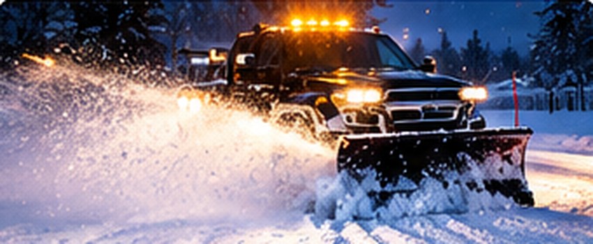 Illustrative snowplow clearing snow