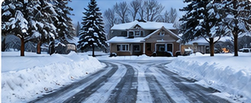 Illustrative snow-covered residential driveway